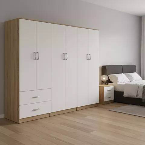 Lego I pakoworld sonoma six-door wardrobe-white 240x42x180cm