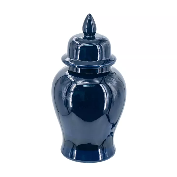 Artekko Melania Μπλε Κεραμικό Διακοσμητικό Δοχείο Βάζο με Καπάκι (16x16x31)cm