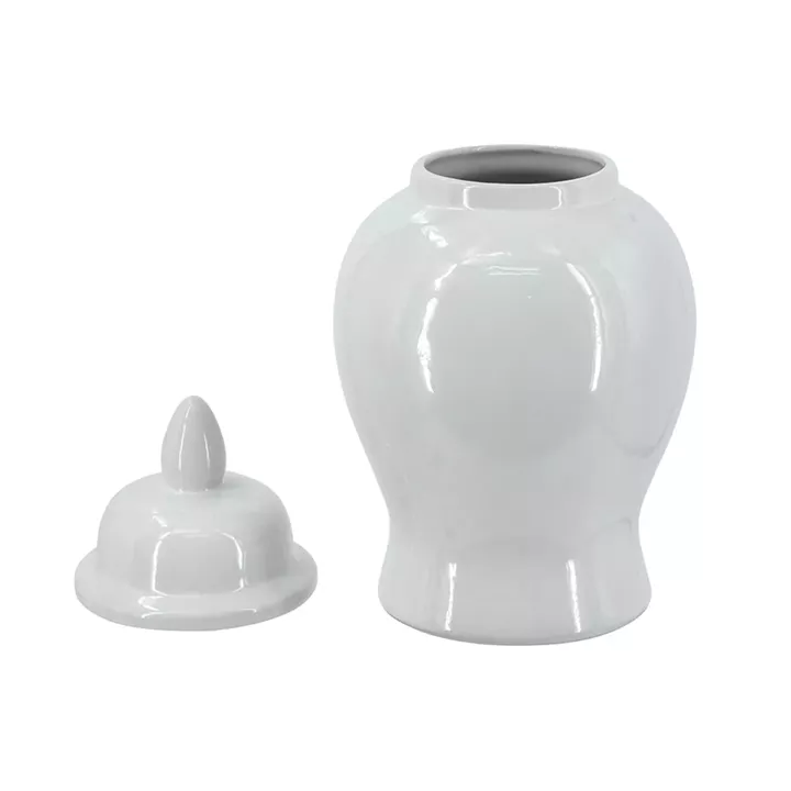 Artekko Melania Λευκό Κεραμικό Διακοσμητικό Δοχείο Βάζο με Καπάκι (16x16x31)cm