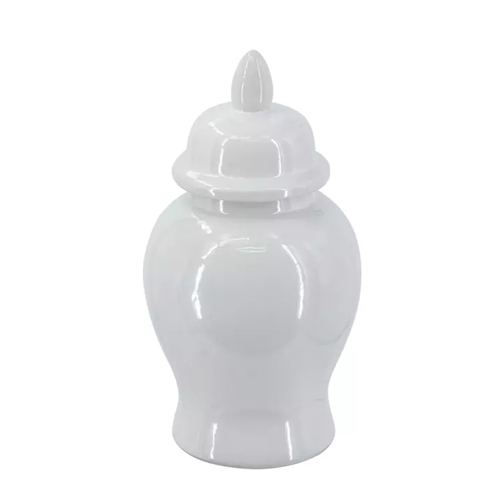 Artekko Melania Λευκό Κεραμικό Διακοσμητικό Δοχείο Βάζο με Καπάκι (16x16x31)cm