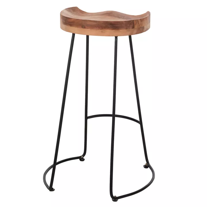 BAR STOOL ELEANOR HM8363.11 SOLID ACACIA WOOD SEAT-METAL 50x43x78Hcm.