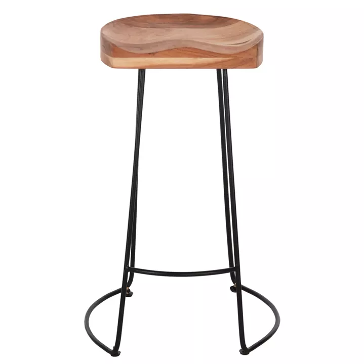 BAR STOOL ELEANOR HM8363.11 SOLID ACACIA WOOD SEAT-METAL 50x43x78Hcm.