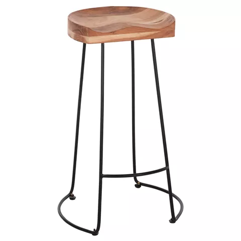 ΣΚΑΜΠΟ BAR ELEANOR HM8363.11 ΜΑΣΙΦ ΞΥΛΟ ΑΚΑΚΙΑΣ-ΜΕΤΑΛΛΟ 50x43x78Υεκ.