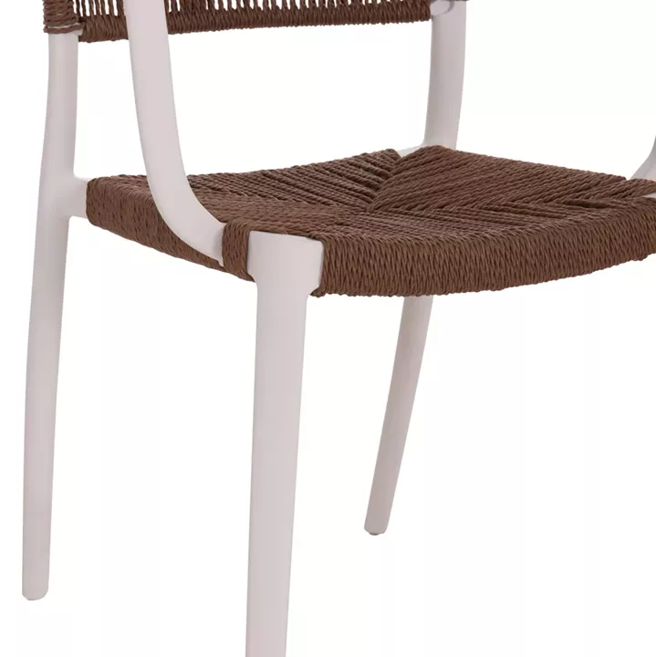 OUTDOOR DINING CHAIR STRIDER HM6391.01 WHITE POLYPROPYLENE--BROWN ROPE 57x53x80Hcm.