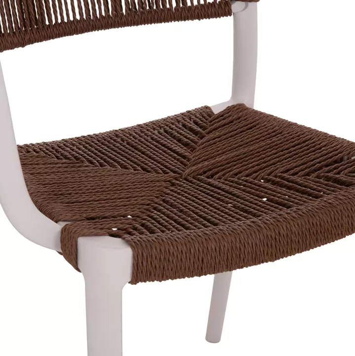 OUTDOOR DINING CHAIR STRIDER HM6391.01 WHITE POLYPROPYLENE--BROWN ROPE 57x53x80Hcm.