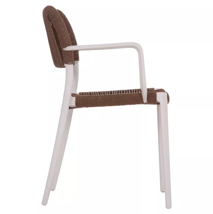 OUTDOOR DINING CHAIR STRIDER HM6391.01 WHITE POLYPROPYLENE--BROWN ROPE 57x53x80Hcm.