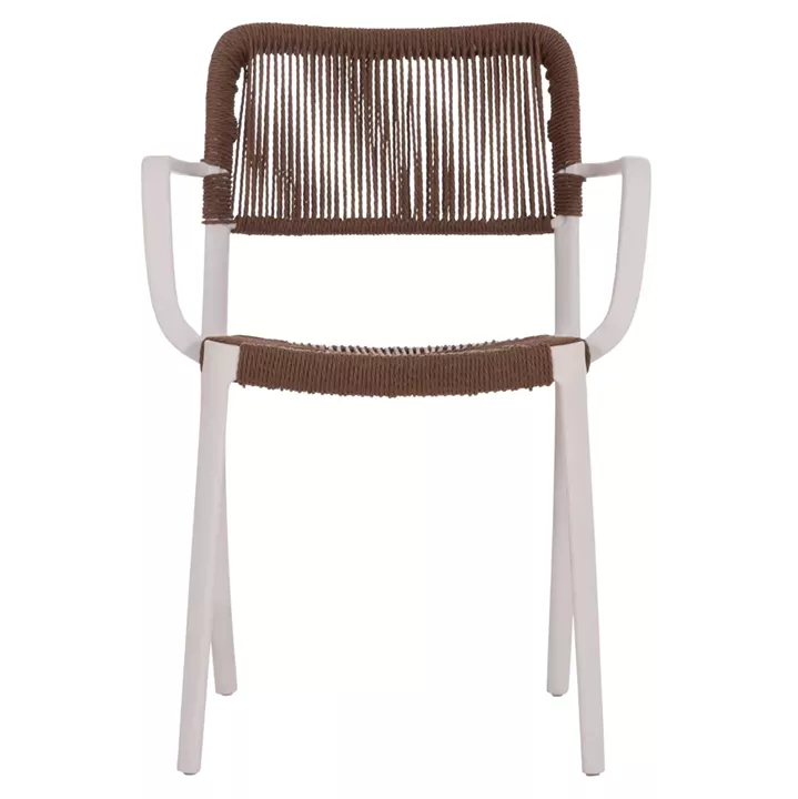 OUTDOOR DINING CHAIR STRIDER HM6391.01 WHITE POLYPROPYLENE--BROWN ROPE 57x53x80Hcm.