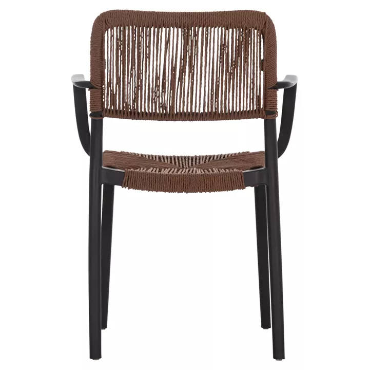 OUTDOOR DINING CHAIR STRIDER HM6391.02 BLACK POLYPROPYLENE--BROWN ROPE 57x53x80Hcm.