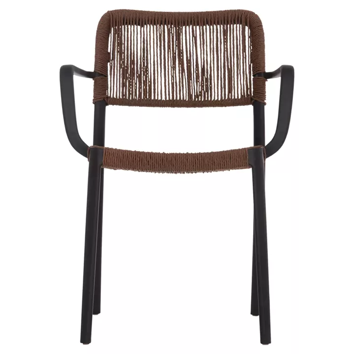 OUTDOOR DINING CHAIR STRIDER HM6391.02 BLACK POLYPROPYLENE--BROWN ROPE 57x53x80Hcm.