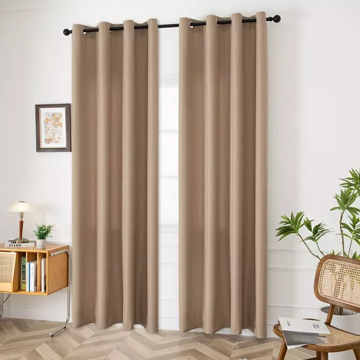 Beauty Home Κουρτίνα μεσαίας σκίασης με 8 μεταλλικούς κρίκους Effect Art 8443 140x270 Μπεζ