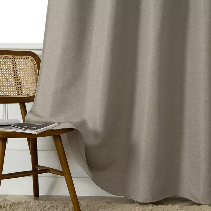 Beauty Home Κουρτίνα Blackout Jacquard σκίασης με 8 μεταλλικούς κρίκους Glare Art 8444 140x270 Άμμου