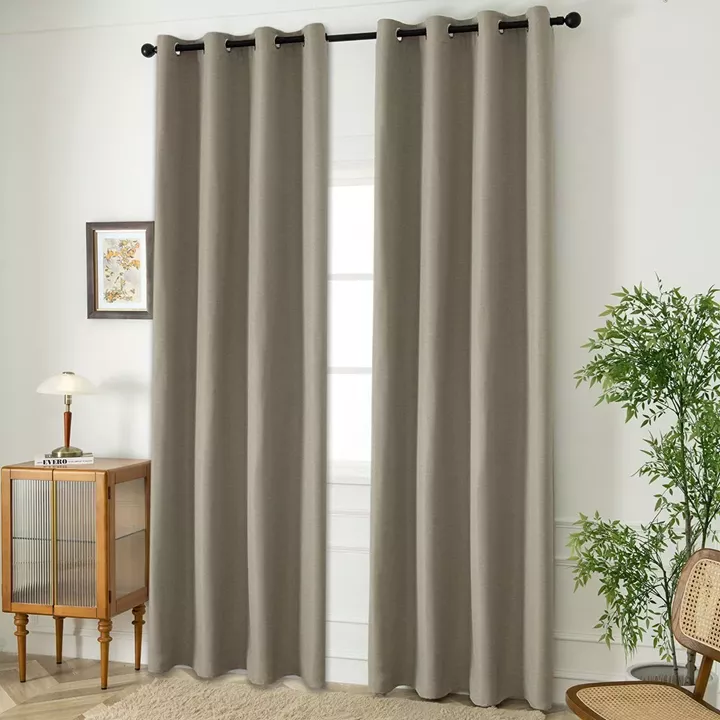 Beauty Home Κουρτίνα Blackout Jacquard σκίασης με 8 μεταλλικούς κρίκους Glare Art 8444 140x270 Άμμου