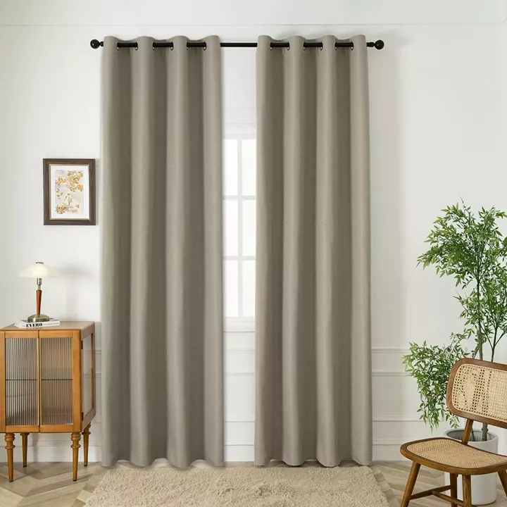 Beauty Home Κουρτίνα Blackout Jacquard σκίασης με 8 μεταλλικούς κρίκους Glare Art 8444 140x270 Άμμου