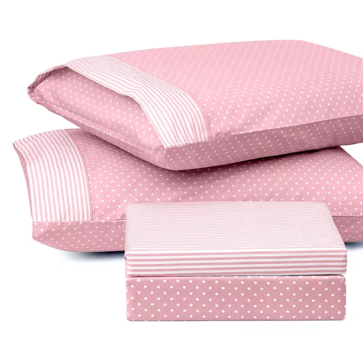 Beauty Home Σετ σεντόνια μονά με λάστιχο πουά JOY Art 1680 100x200+25 Ροζ