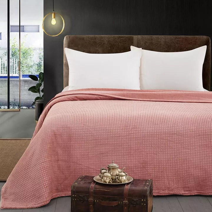 Beauty Home Κουβέρτα μονόχρωμη υπέρδιπλη Fleece Art 11551 220x240 Ροδακινί