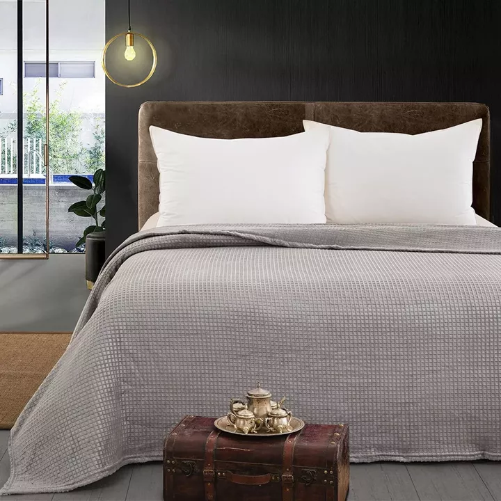 Beauty Home Κουβέρτα μονόχρωμη υπέρδιπλη Fleece Art 11555 220x240 Γκρι
