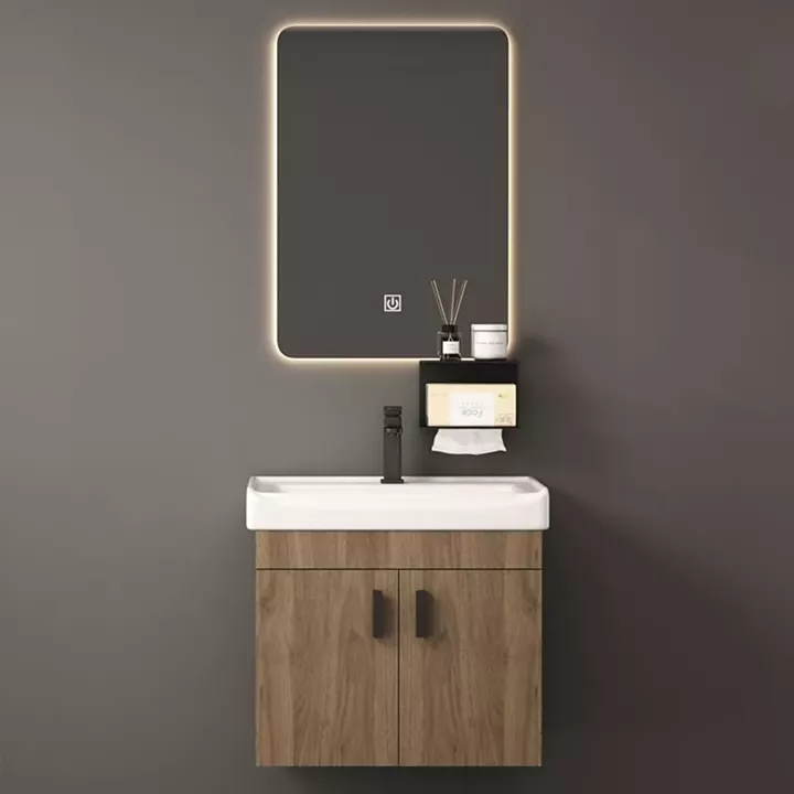 IDEA-4 Set Έπιπλο Μπάνιου Φυσικό, Καθρέπτης LED + Πάγκος με Νιπτήρα και Μπαταρία