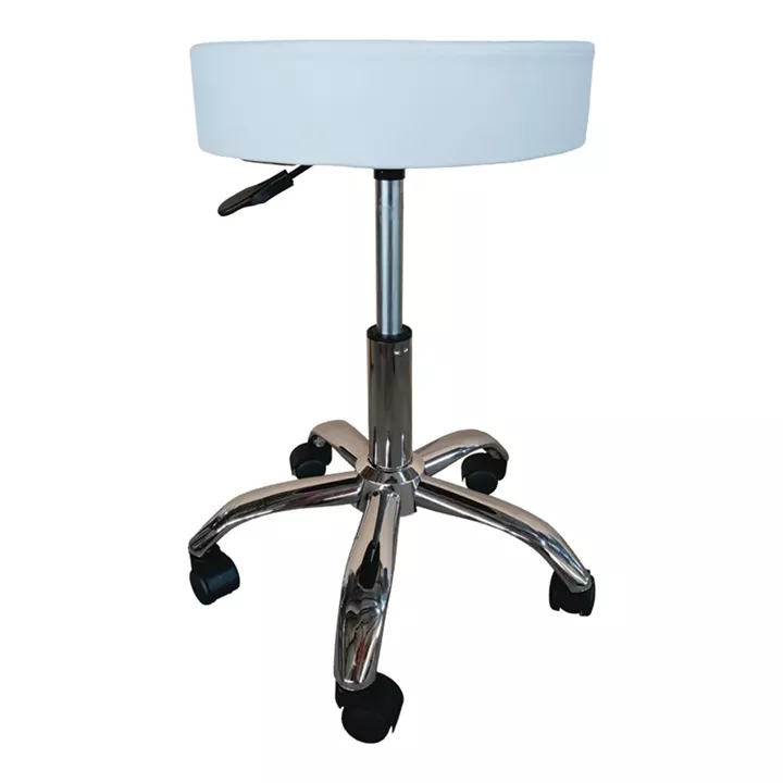 Tebere pakoworld pu office-work stool on wheels in white shade 35x35x45-57cm