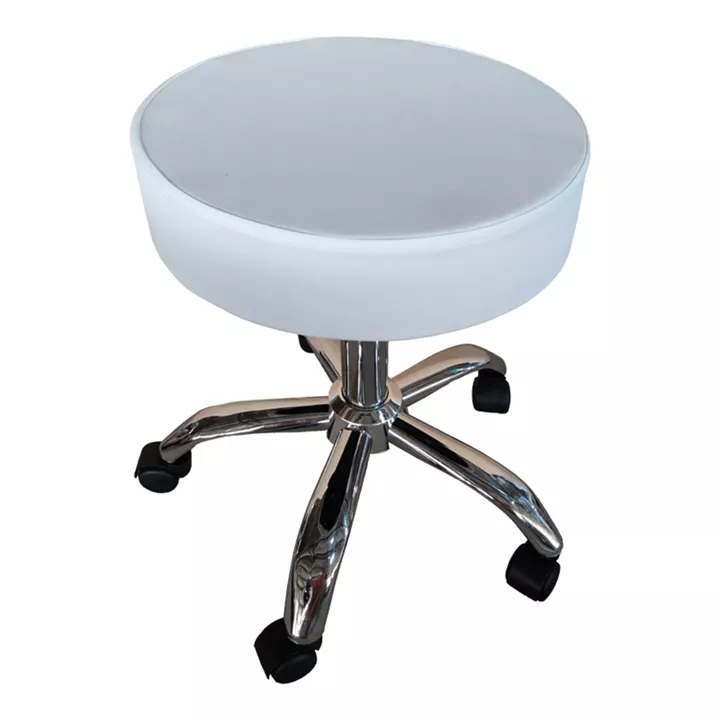 Tebere pakoworld pu office-work stool on wheels in white shade 35x35x45-57cm