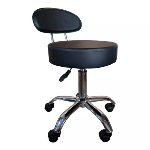 Office-work stool on wheels with Tebere back pakoworld pu in black shade 35x35x65-77cm