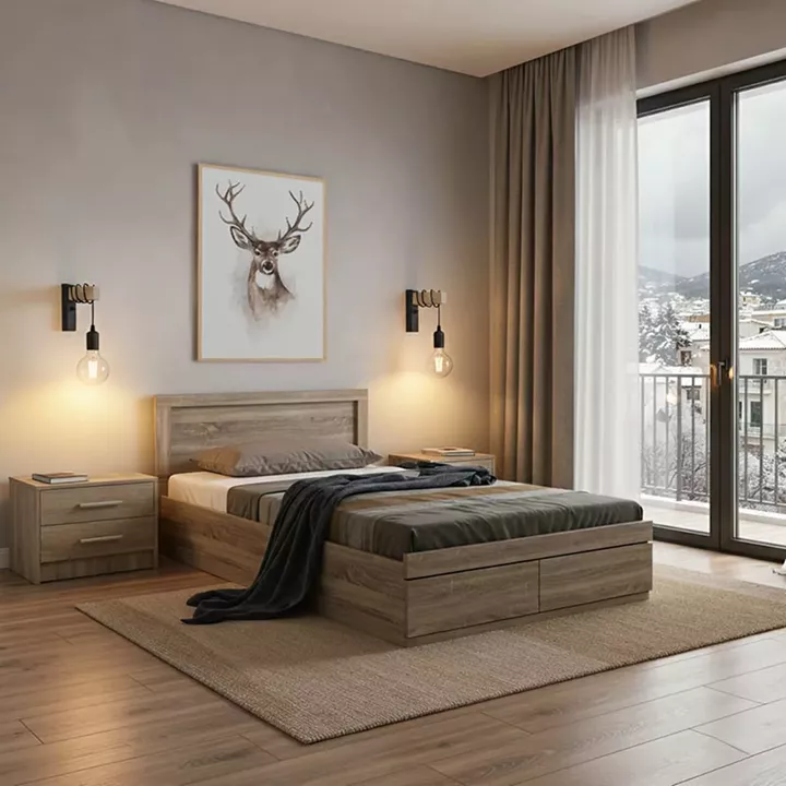 Olympus Sonoma Bedroom Set with Bed 100x200cm Set of 2pcs