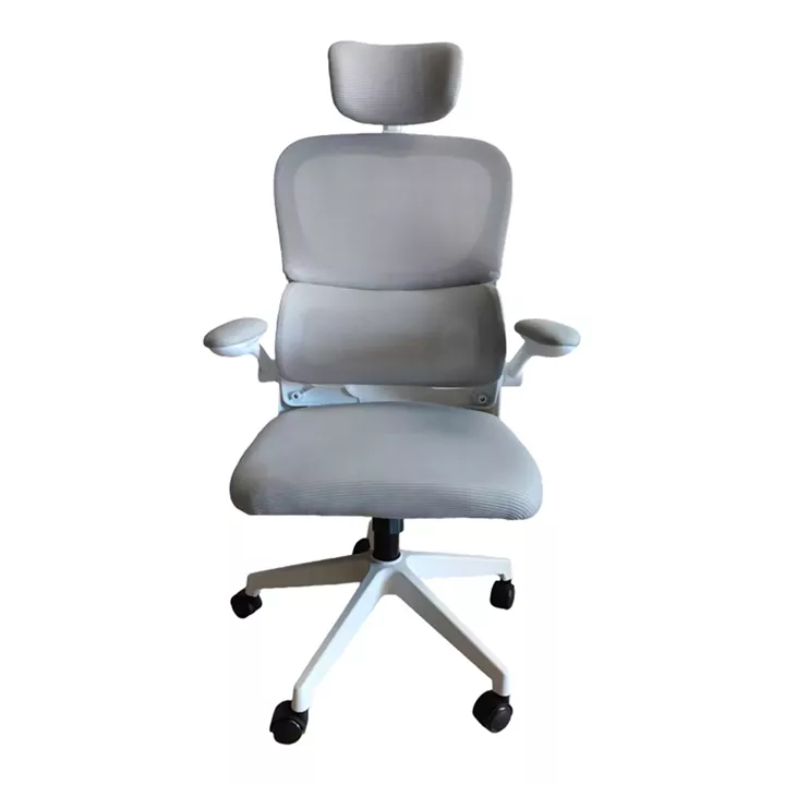 Recko office chair pakoworld mesh fabric in grey shade 56x62x116-125cm