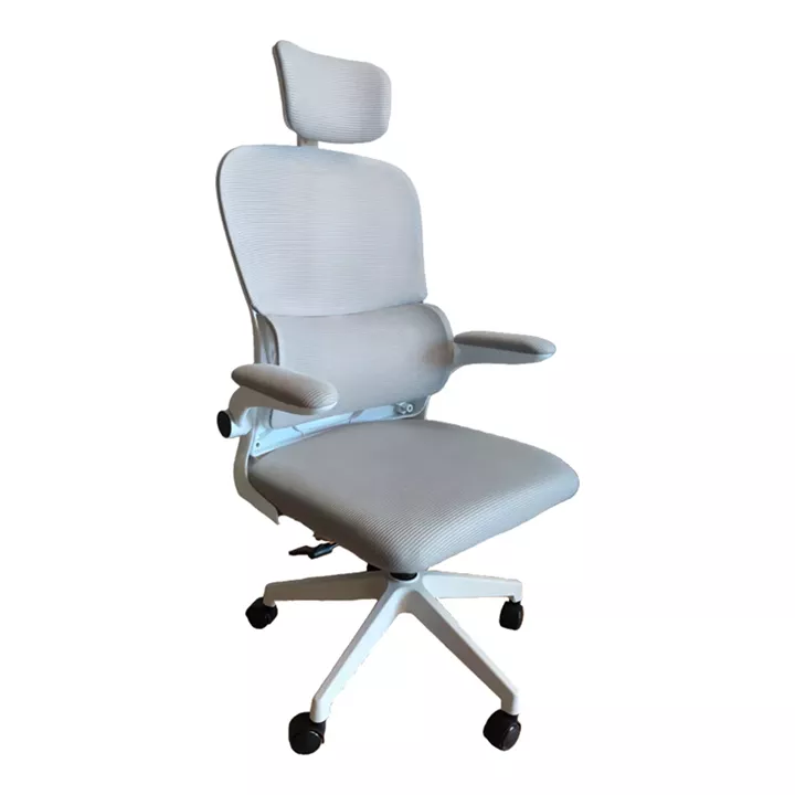 Recko office chair pakoworld mesh fabric in grey shade 56x62x116-125cm