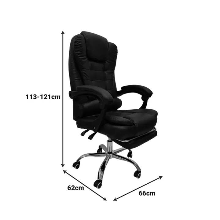 Director's office chair with footrest Worko pakoworld pu in black shade 66x62x113-121cm