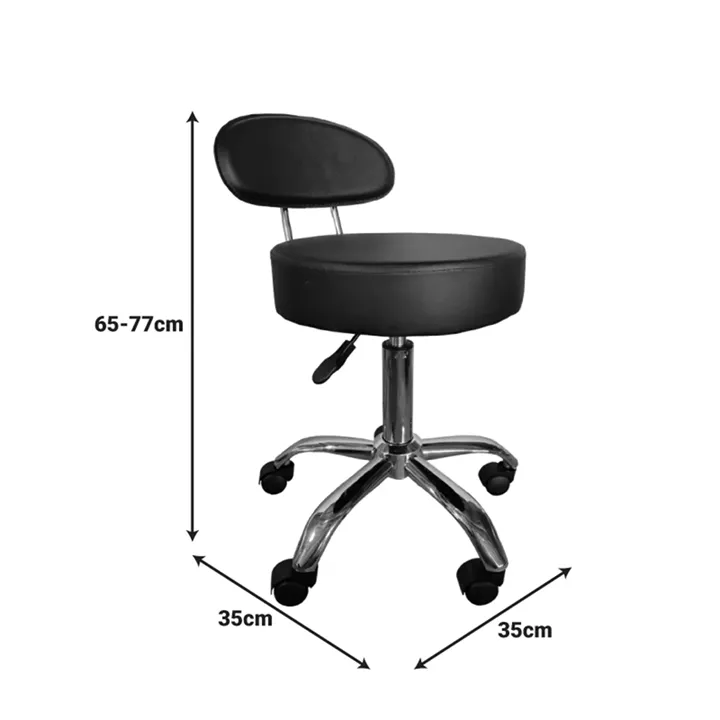 Office-work stool on wheels with Tebere back pakoworld pu in white shade 35x35x65-77cm