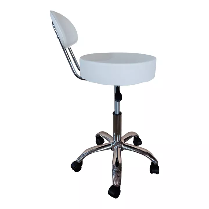 Office-work stool on wheels with Tebere back pakoworld pu in white shade 35x35x65-77cm