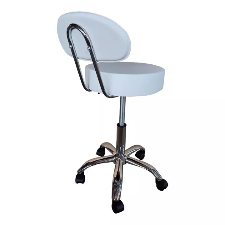 Office-work stool on wheels with Tebere back pakoworld pu in white shade 35x35x65-77cm