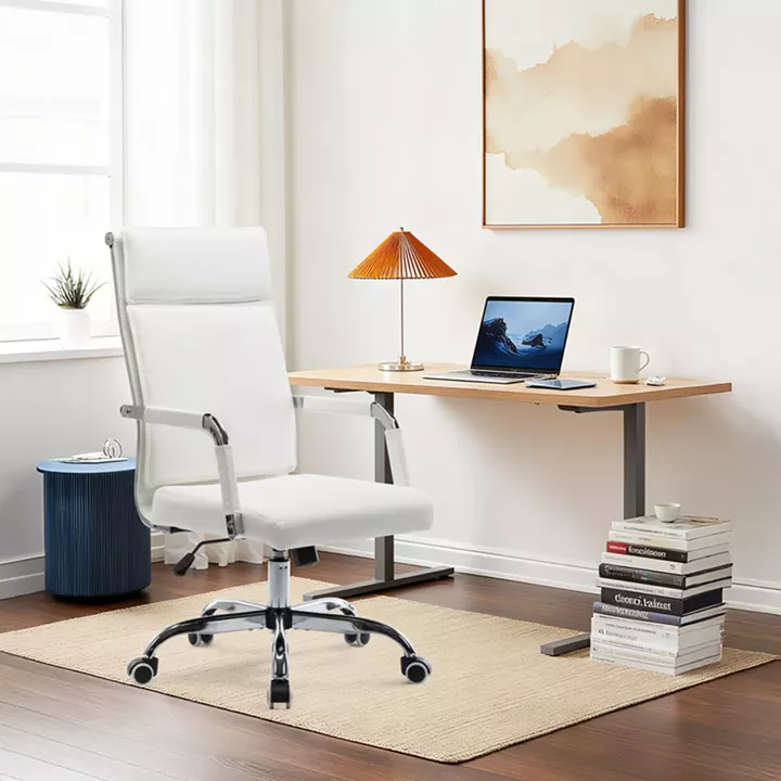 Mavel pakoworld PU executive office chair in white shade 55x62x100-110cm