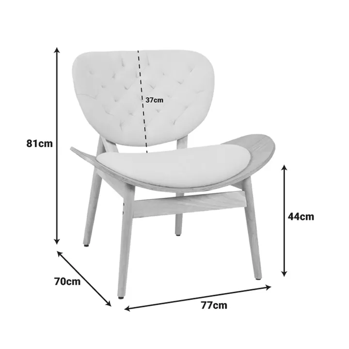 Πολυθρόνα Udalle pakoworld ξύλο σε φυσική απόχρωση με λαδί ύφασμα 77x70x81εκ