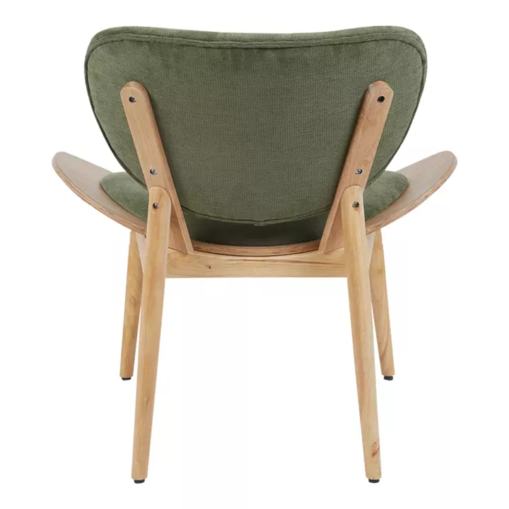 Πολυθρόνα Udalle pakoworld ξύλο σε φυσική απόχρωση με λαδί ύφασμα 77x70x81εκ