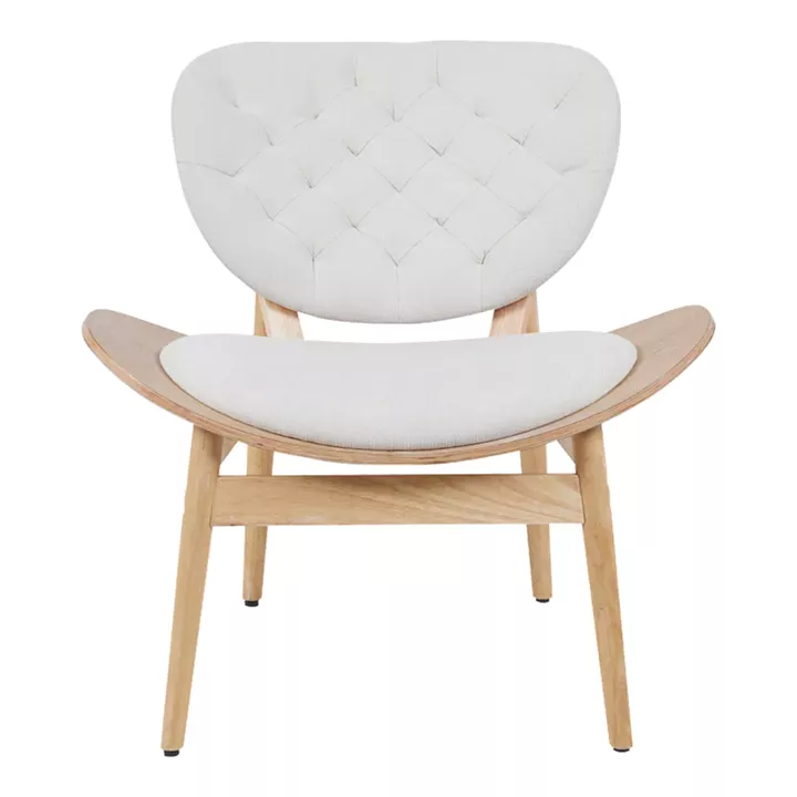 Πολυθρόνα Udalle pakoworld ξύλο σε φυσική απόχρωση με μπεζ ύφασμα 77x70x81εκ