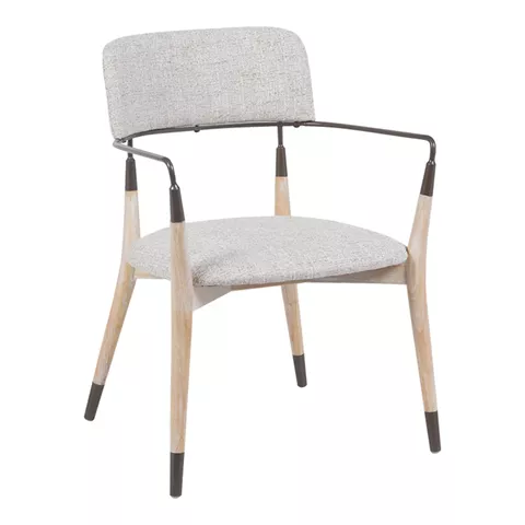 Πολυθρόνα Sentana pakoworld μέταλλο-ξύλο και ύφασμα σε μπεζ-καφέ απόχρωση 56.5x56x79εκ