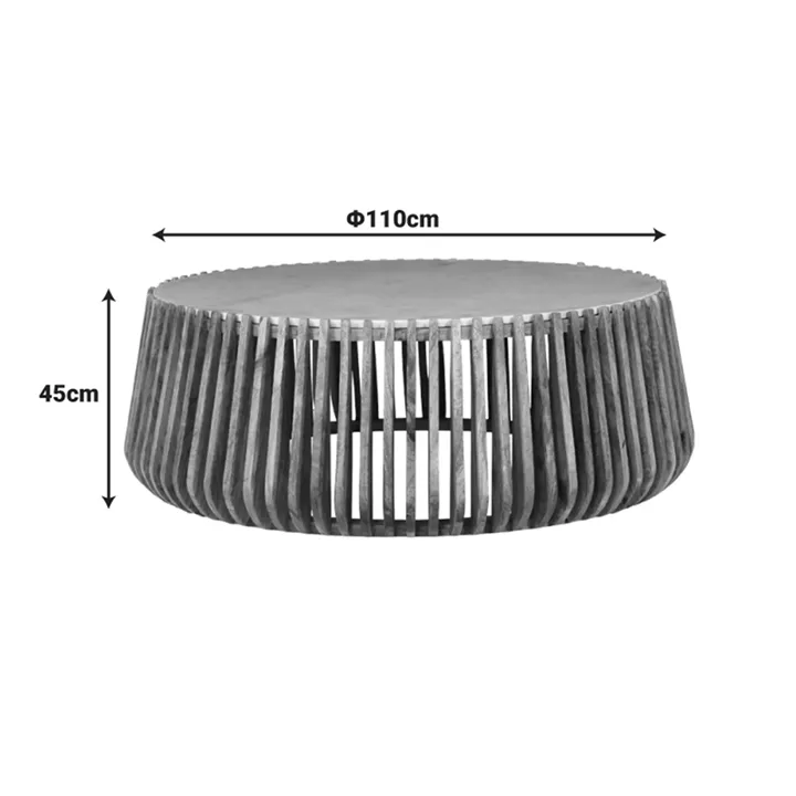 Coffee table Mable pakoworld mango wood in natural color and marble look surface D120x45cm