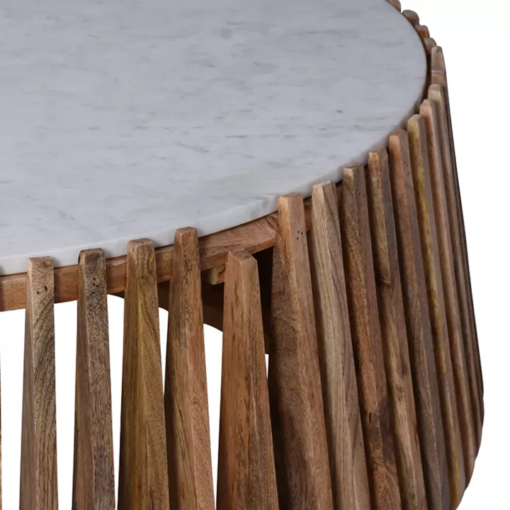 Coffee table Mable pakoworld mango wood in natural color and marble look surface D120x45cm