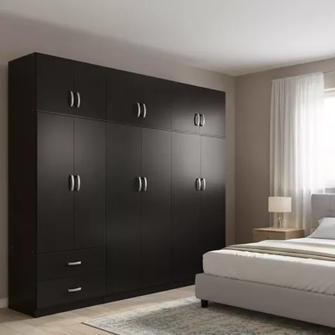 Ντουλάπα εξάφυλλη με πατάρι Lego I pakoworld wenge 240x42x240εκ