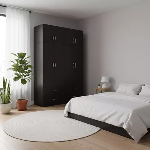 Lego pakoworld four-door wardrobe with loft, wenge, 160x42x240cm