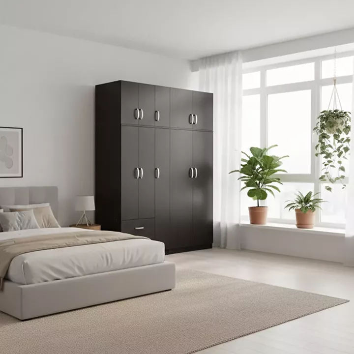 Five-door wardrobe with loft Lego I pakoworld wenge 170x42x240cm