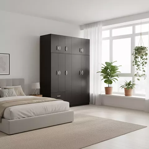 Five-door wardrobe with loft Lego I pakoworld wenge 170x42x240cm