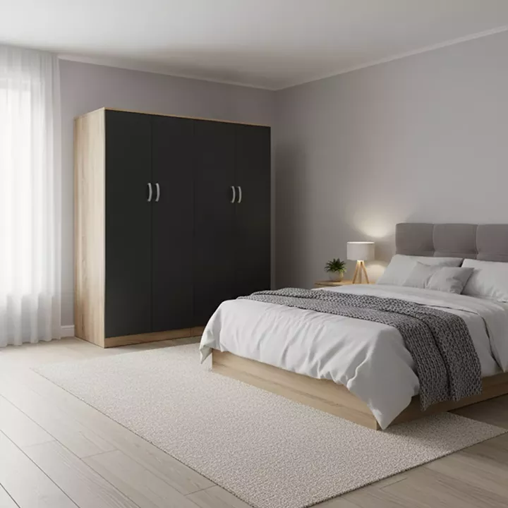 Four-leaf wardrobe Lego Ι pakoworld Sonoma-anthracite 160x42x180cm