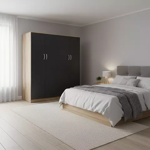 Four-leaf wardrobe Lego Ι pakoworld Sonoma-anthracite 160x42x180cm