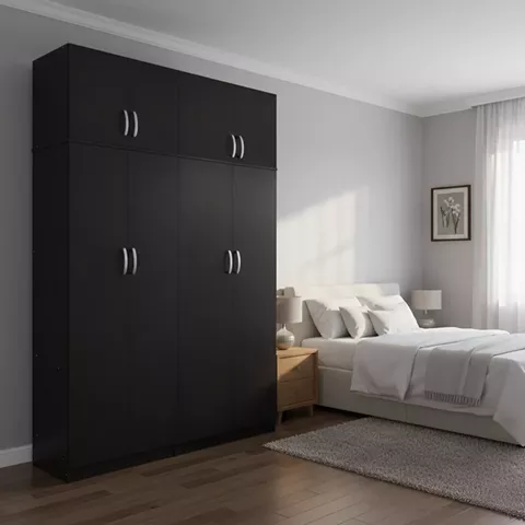 Ντουλάπα τετράφυλλη με πατάρι Lego Ι pakoworld wenge 160x42x240εκ