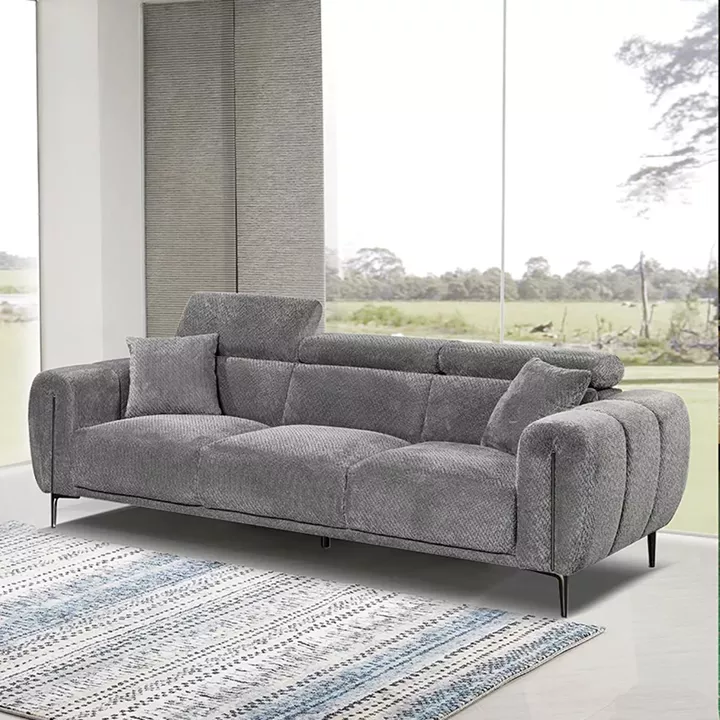 SEVILLE Kαναπές 3Θέσιος Σαλονιού - Καθιστικού, Teddy Ύφασμα Σκούρο Γκρι