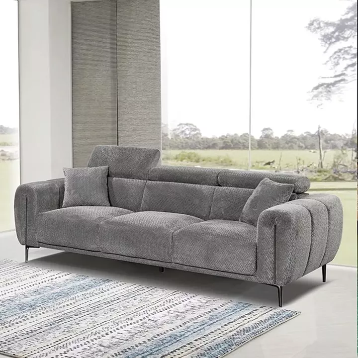 SEVILLE Kαναπές 3Θέσιος Σαλονιού - Καθιστικού, Teddy Ύφασμα Σκούρο Γκρι