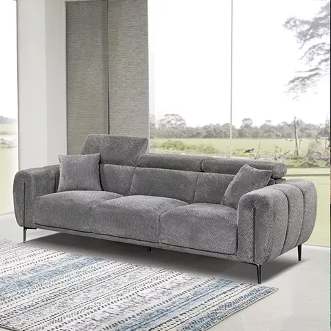 SEVILLE Kαναπές 3Θέσιος Σαλονιού - Καθιστικού, Teddy Ύφασμα Σκούρο Γκρι
