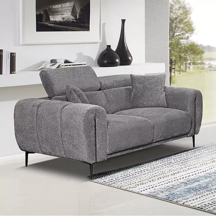 SEVILLE Kαναπές 2Θέσιος Σαλονιού - Καθιστικού, Teddy Ύφασμα Σκούρο Γκρι