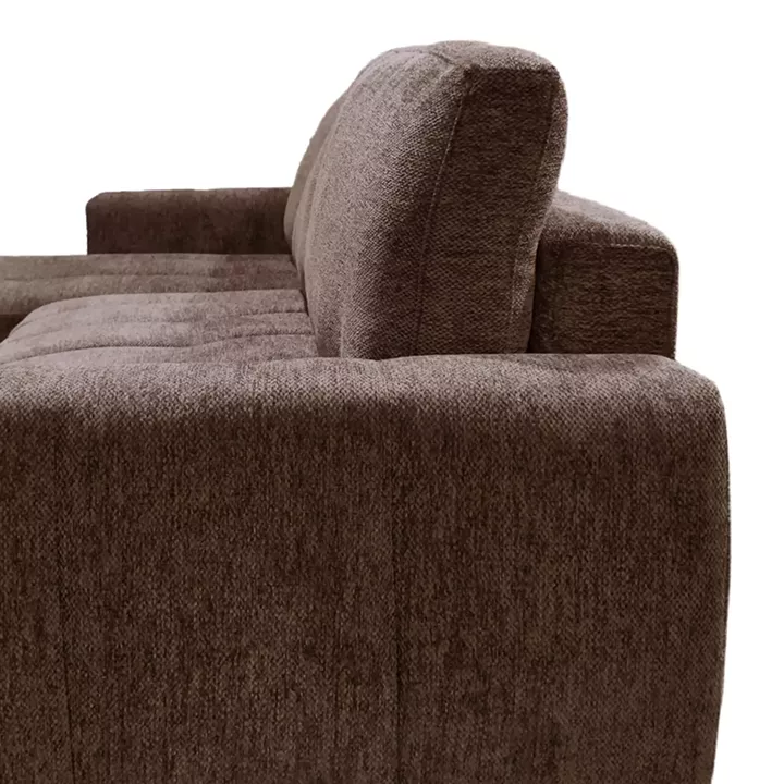 Γωνιακός αναστρέψιμος καναπές-κρεβάτι Vivad pakoworld ύφασμα σε απόχρωση σκούρο καφέ 275x164x91εκ